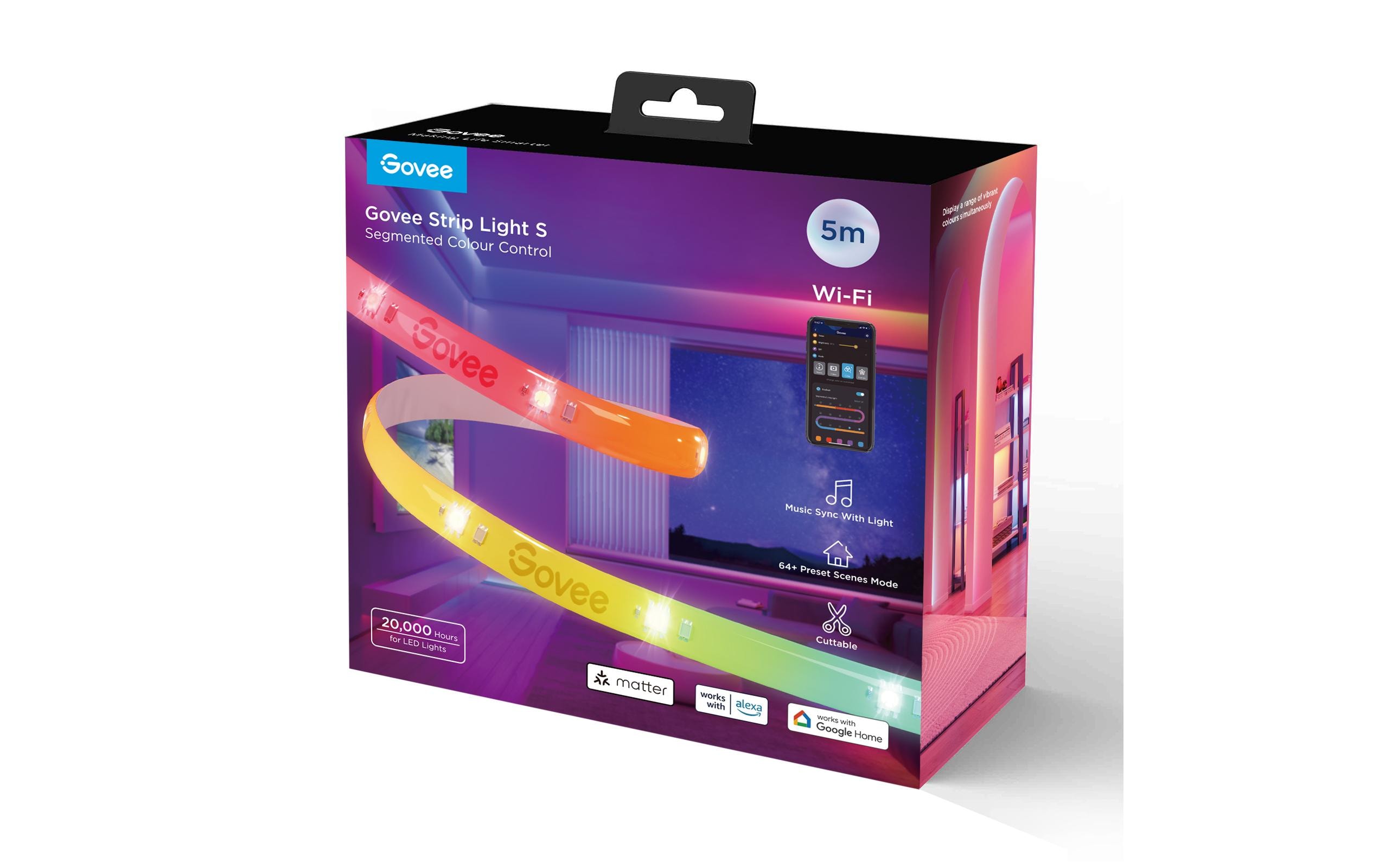 LED Stripe Light S, Wi-Fi / Bluetooth / Matter, 5 m, RGBICLED-Leuchtstreifen mit Schutzbeschichtung