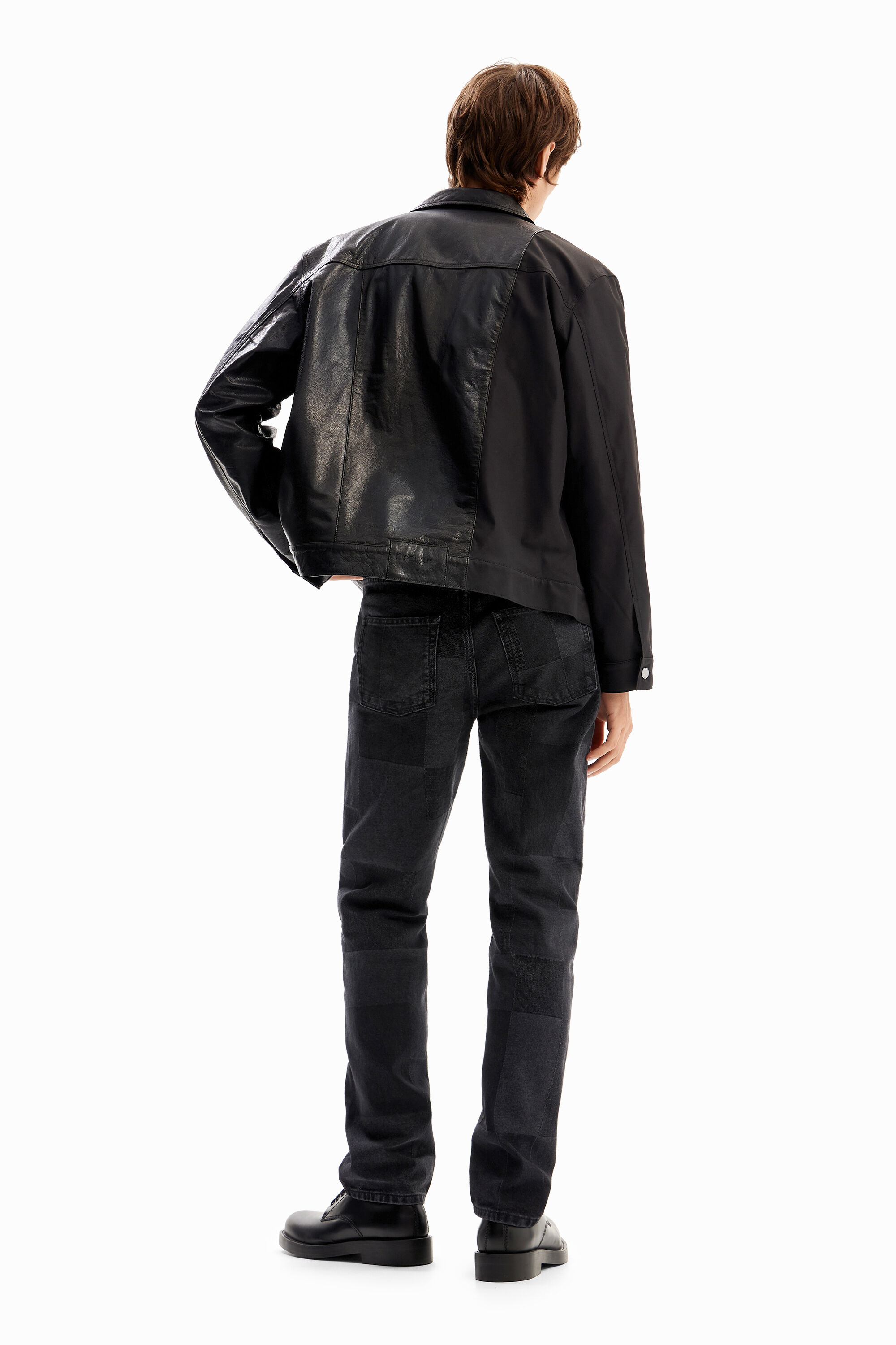 calça jeans xadrez reta