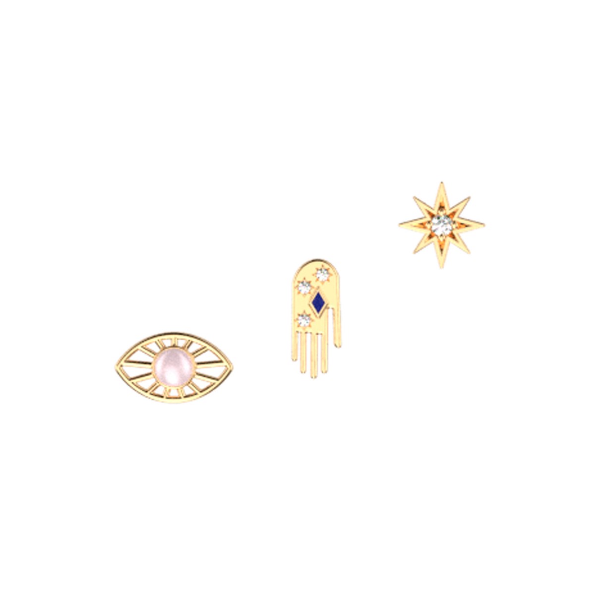 Set boucles d'oreilles Les Georgettes Les CadettesMain Oeil et Etoile
