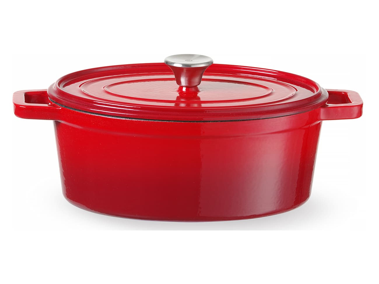 Cocotte ovale en fonte - rouge - 36,5 x 29 cm - Hendi
