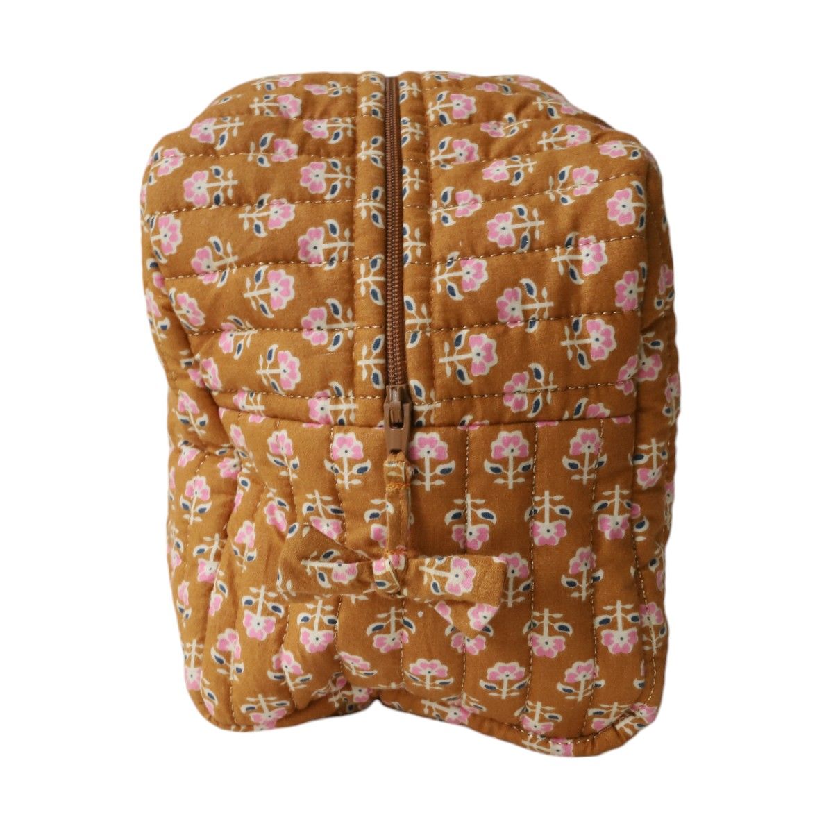 Grande trousse de toilette block print curry - Mariage Indien Pondie Chérie
