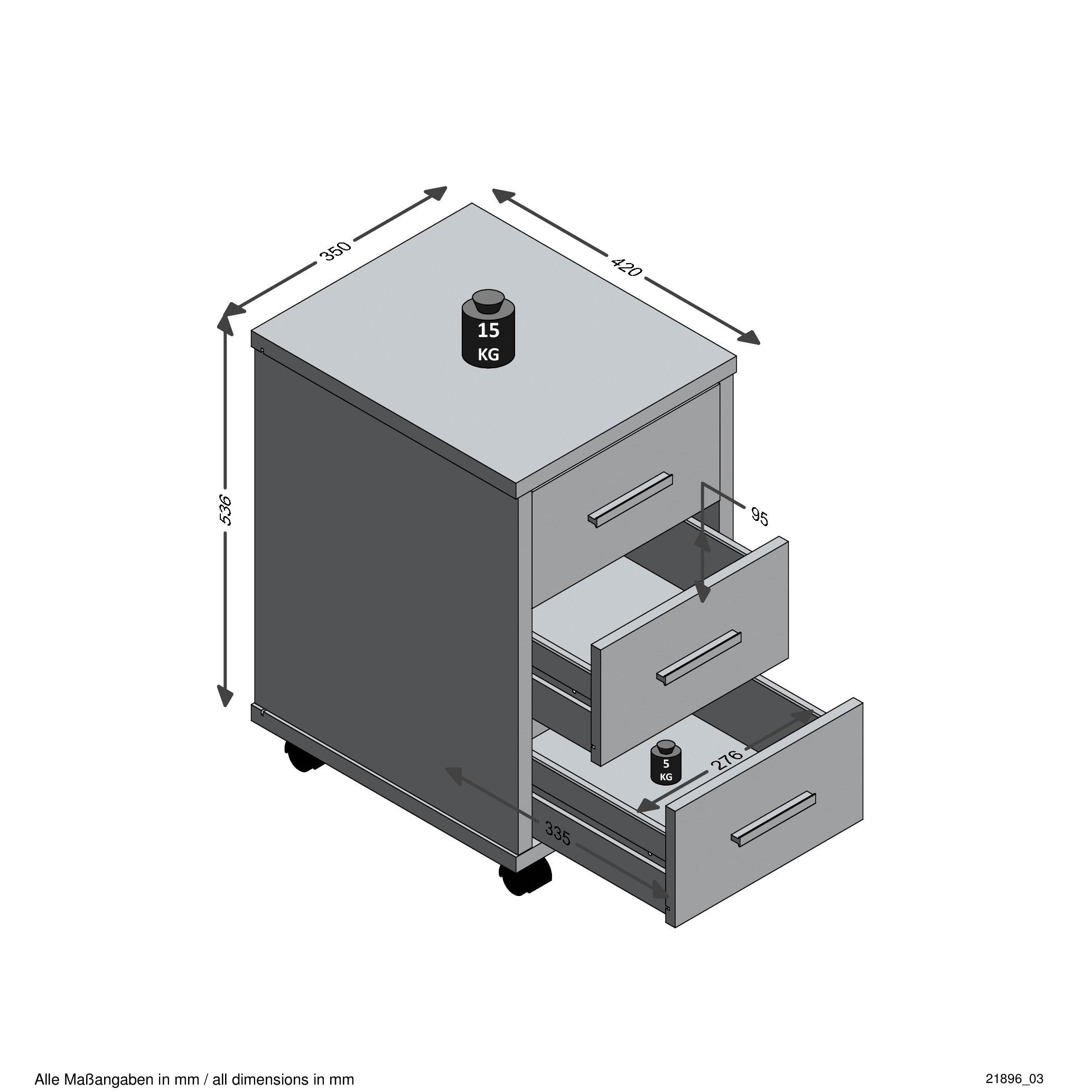 FMD Rollcontainer »Diego 2« mit 3 Schubkästen
