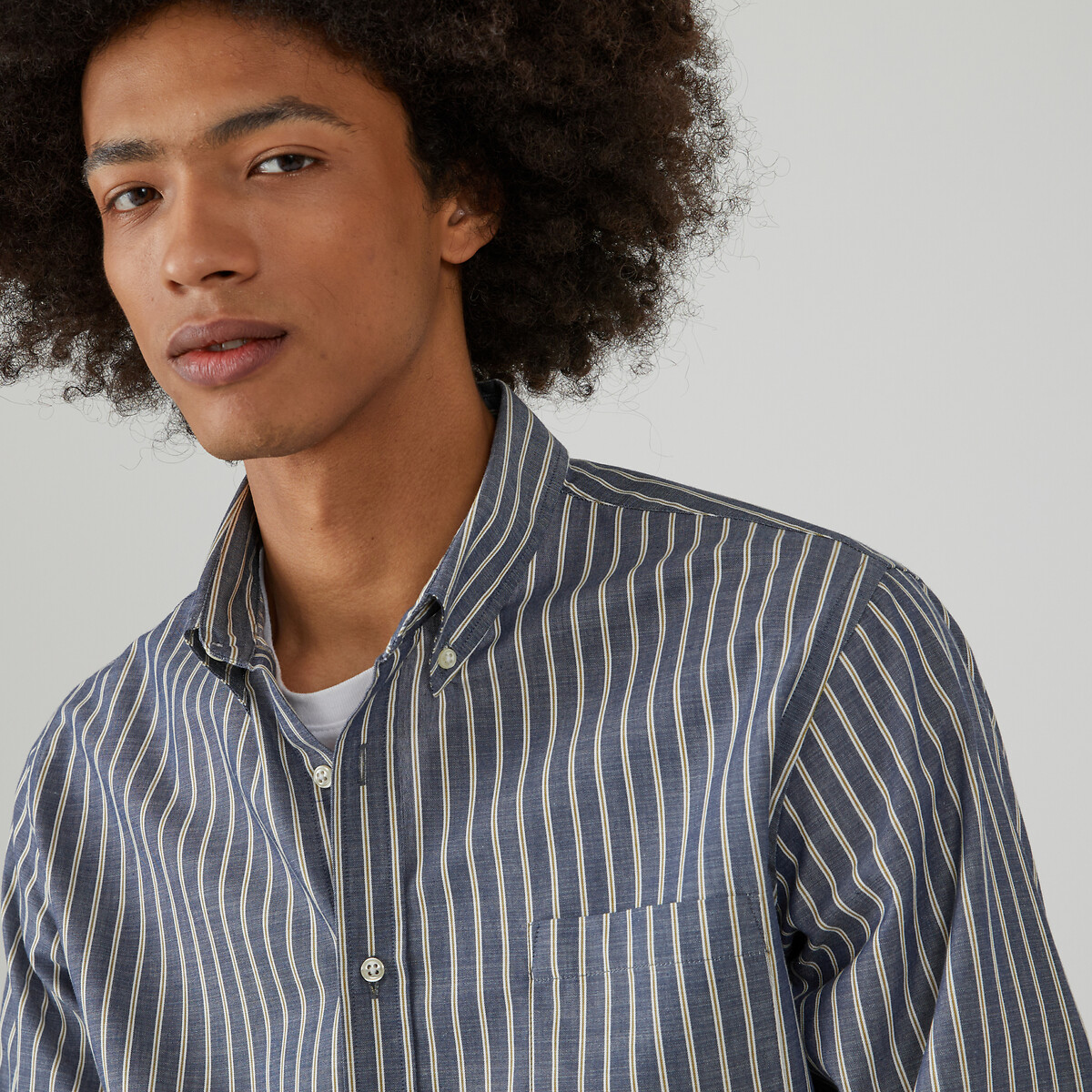 COLEÇÃO LA REDOUTE<br>Camisa reta listrada com gola americana