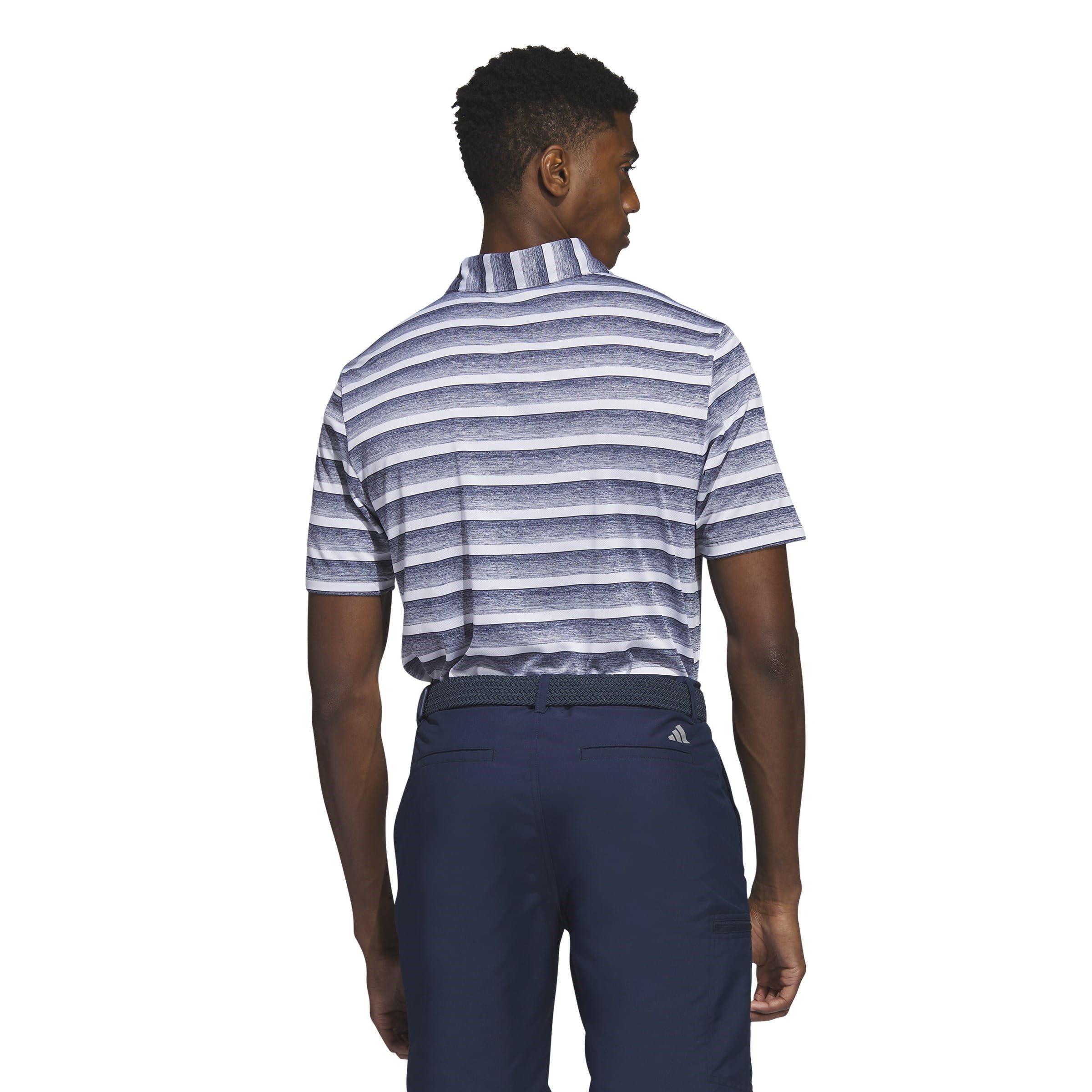adidas Two Color Striped Golf Polo Shirt Mens