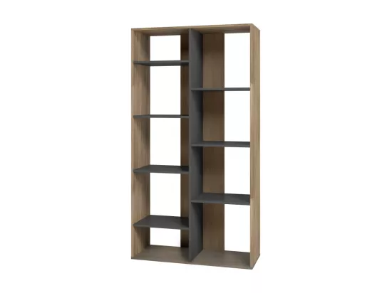 Rayonnage 9 Niches Chêne et Noir 185 cm LINEA