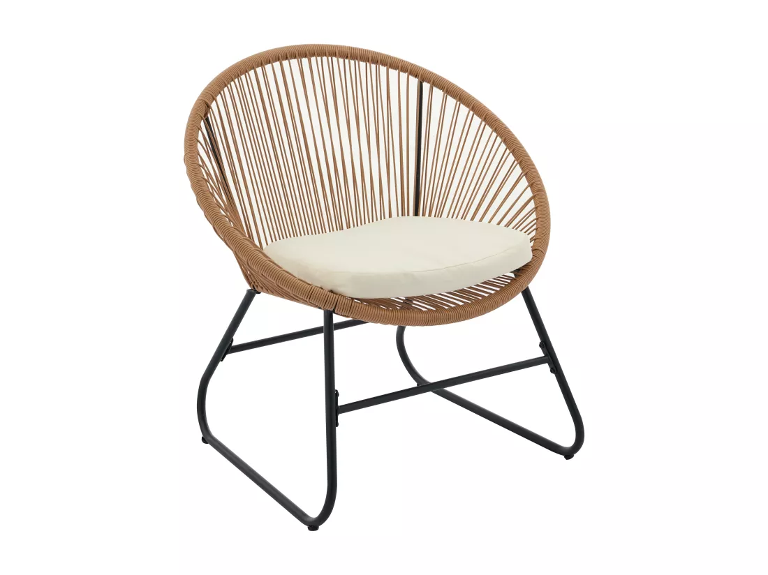 Salon de jardin en résine tressée : 2 fauteuils et une table basse - Naturel clair - PISALE de MYLIA