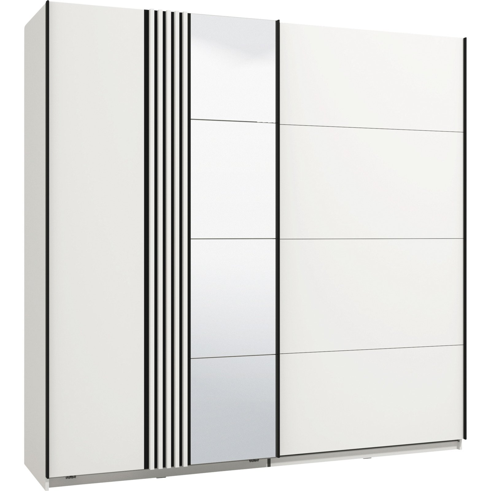 Schrank Ascalon Dekor weiss 220 x 217 x 61.5 cm, mit Spiegel