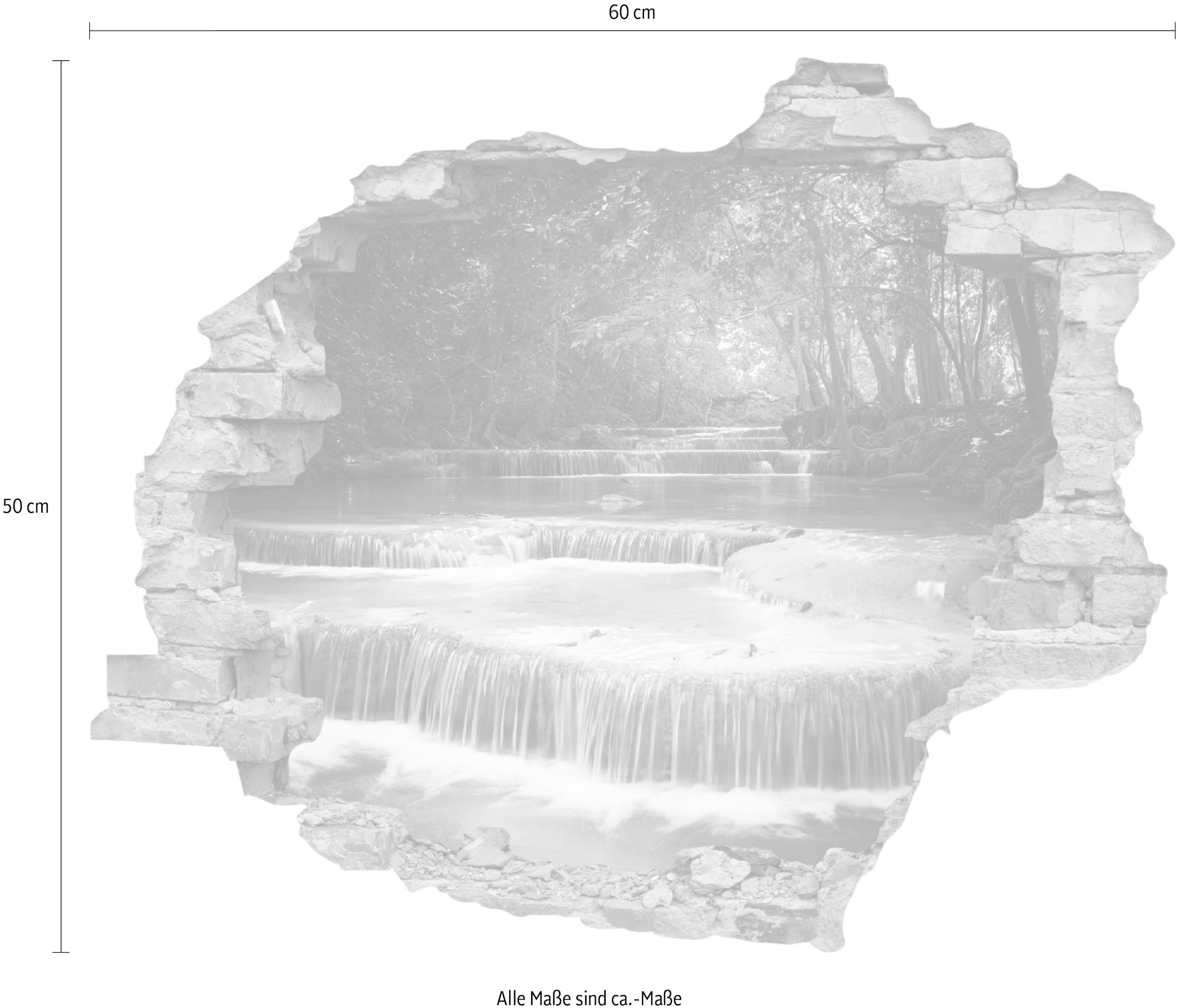 queence Wandtattoo »Fluss« Wandsticker, Wandbild, selbstklebend, 3D, Wanddurchbruch