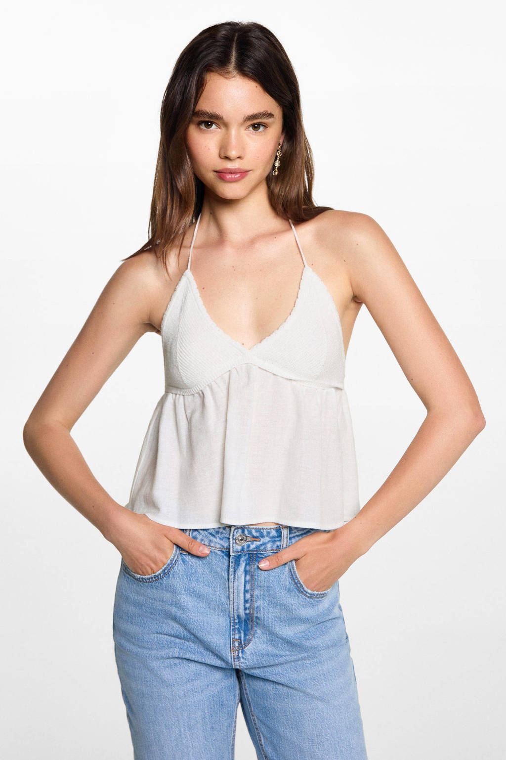 MANGO TEEN crop top naturel wit