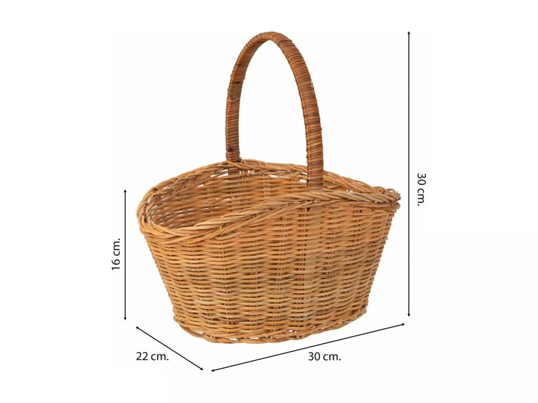 Panier ovale en osier marron 28x22x15-30h