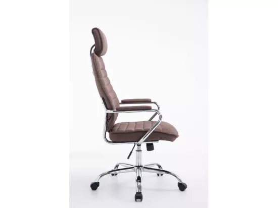 Chaise de bureau - Tissu & Métal chromé - Marron - Rako