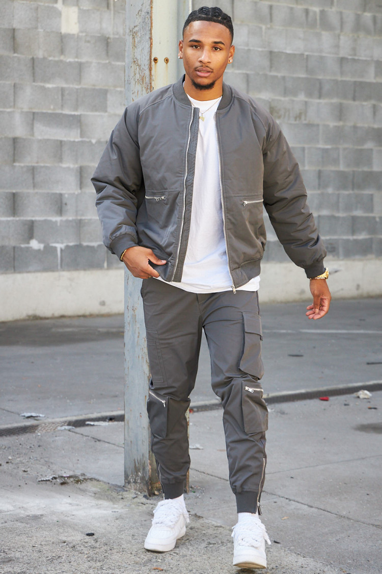 Ensemble 2 pièces bomber + pantalon gris