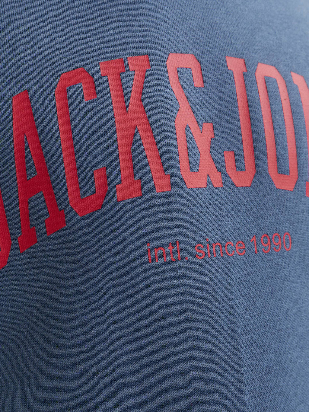 JACK & JONES hoodie JJEJOSH SWEAT HOOD SN JNR met tekst blauw/rood