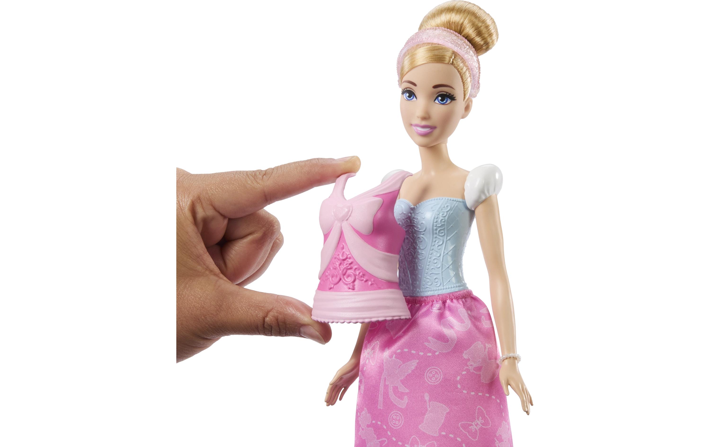 Spielset 2-in-1-Geschichten Cinderella-ModepuppePuppe mit 2 Oberteilen zum Anklipsen, 2 Röcken und 9 Accessoires