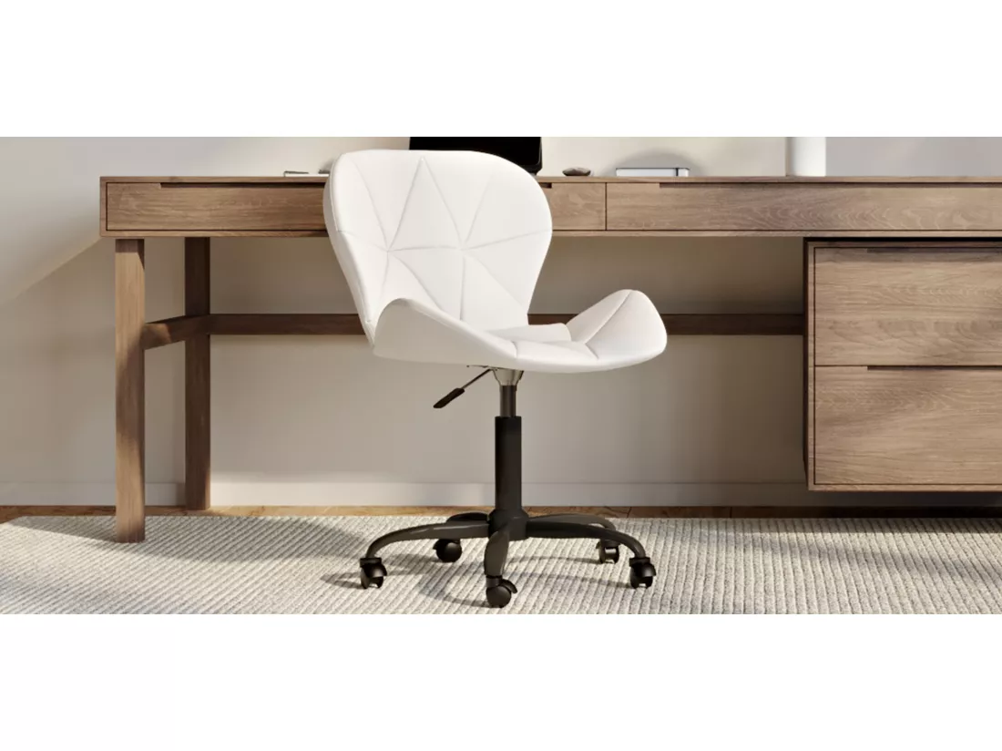 Chaise de bureau avec roulettes - Chaise pivotante de bureau - Revêtement en similicuir - Structure noire Wito Bleu