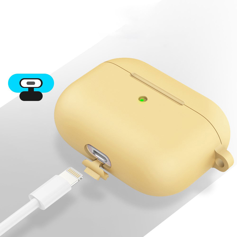 AirPods (3. Generation) Silikon Schutzhülle Abdeckung mit Karabinerhaken - Gelb