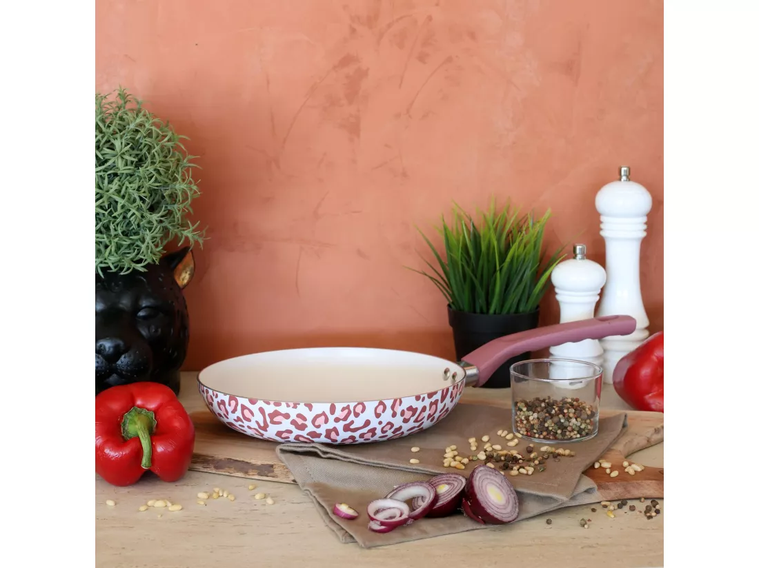 Menastyl - Poele Leopard 24cm En Aluminium Recycle Rose