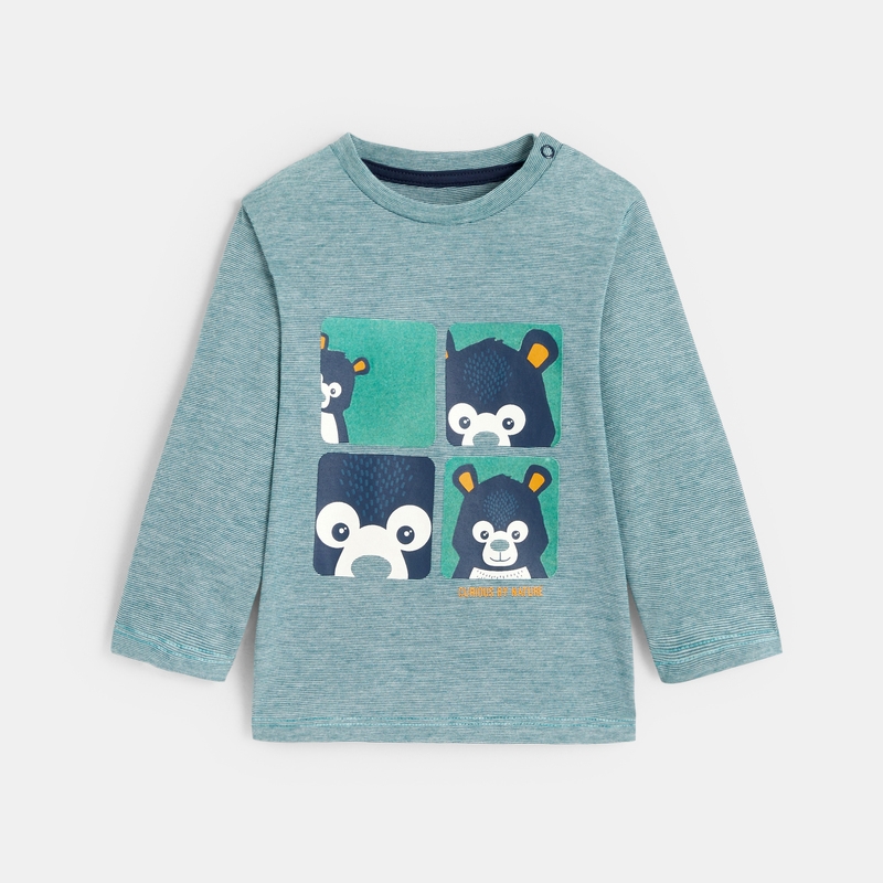 T-shirt animal zoom bleu bébé garçon