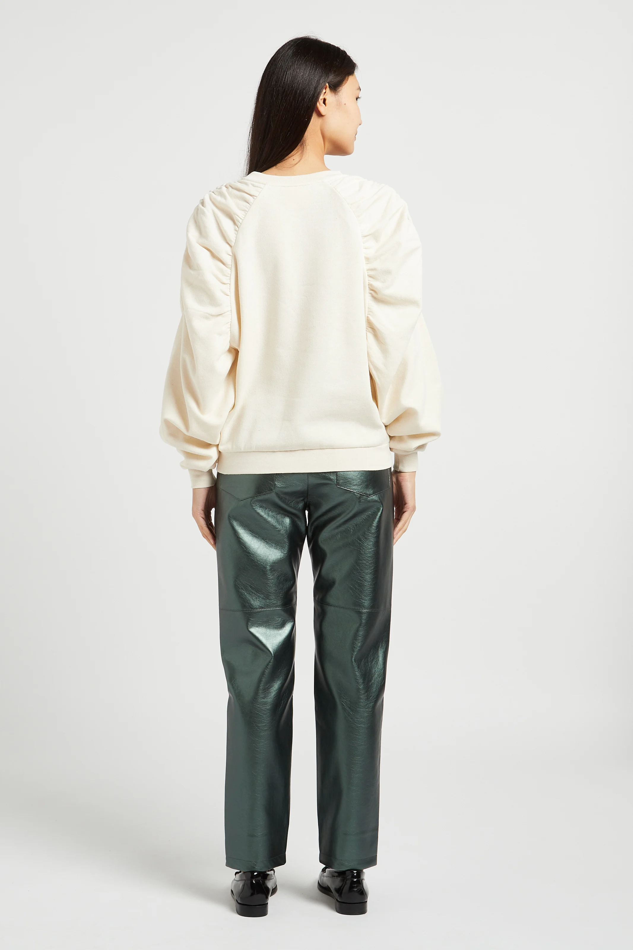 XENIA - Sweat col rond en coton mélangé | Blanc