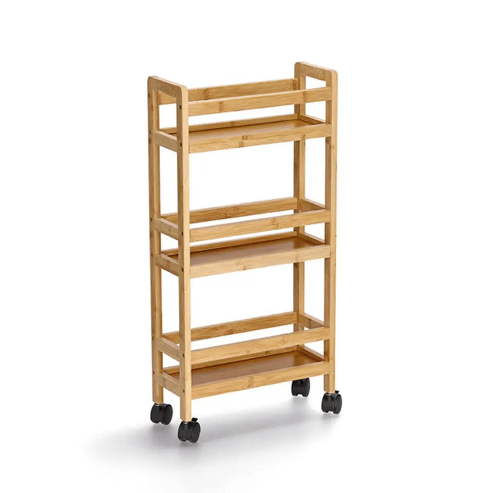 Zeller Keuken Trolley - met 3 niveaus - bruin - bamboe hout