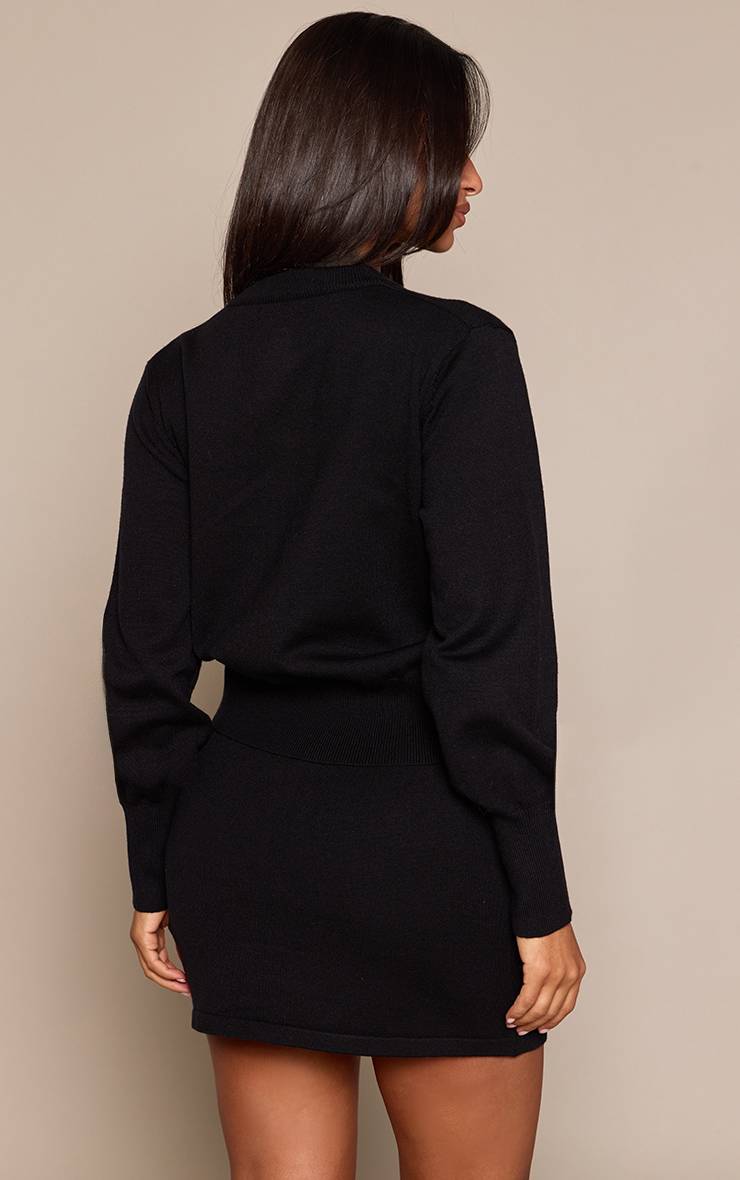 Noir Mini Jupe Ajustée En Maille Côtelée À La Taille Petite