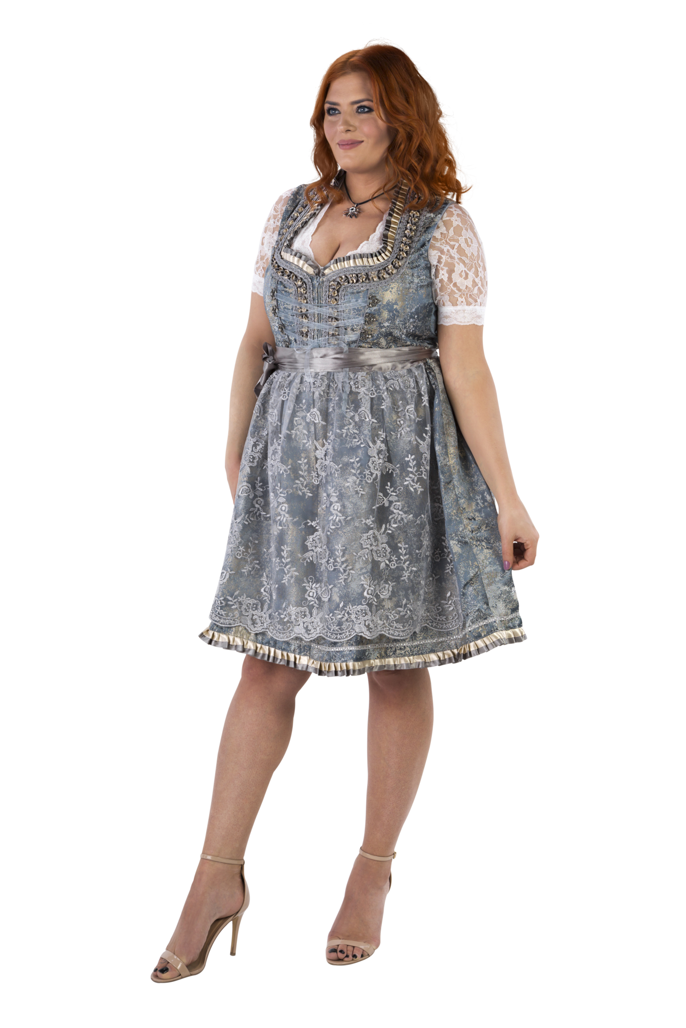 Goud Zilveren Dirndl Jurk Oktoberfest Dames 2 Delig