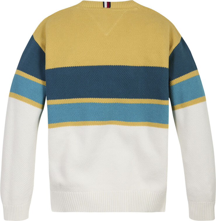 Tommy Hilfiger STRUCTURE RUGBY STRIPE SWEATER Petrol yellow stripe