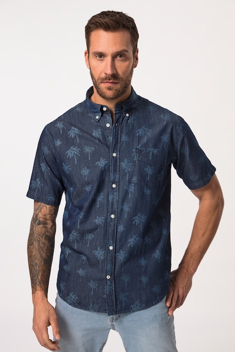 Hemd, Halbarm, floraler Print, Buttondown-Kragen, Modern Fit