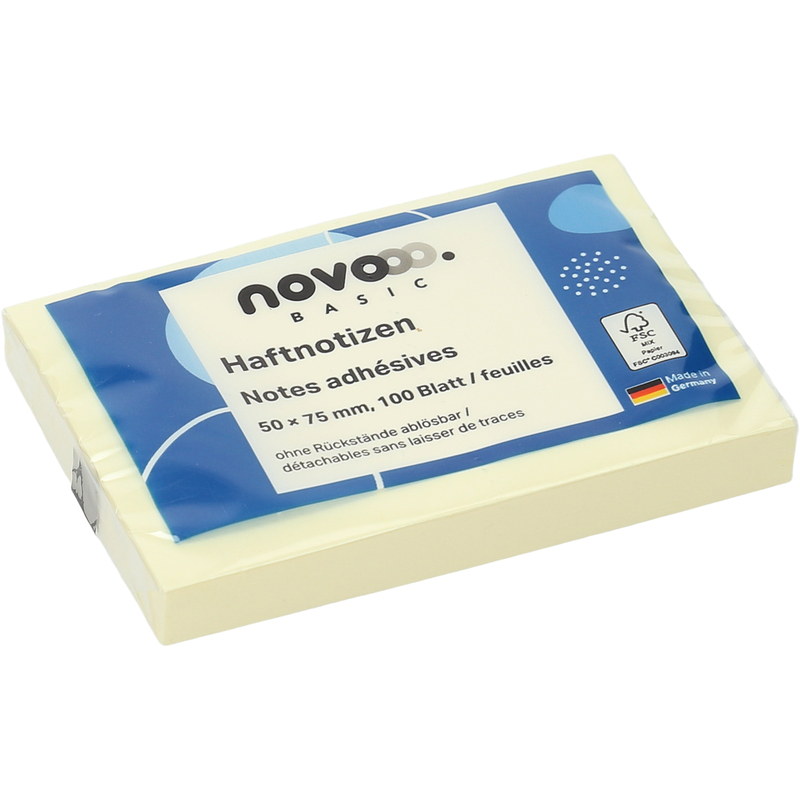 novooo Haftnotizen Basic, 50 x 75 mm, 100 Blatt