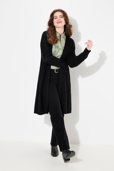 Long-Strickjacke, Struktur, offenes Modell
