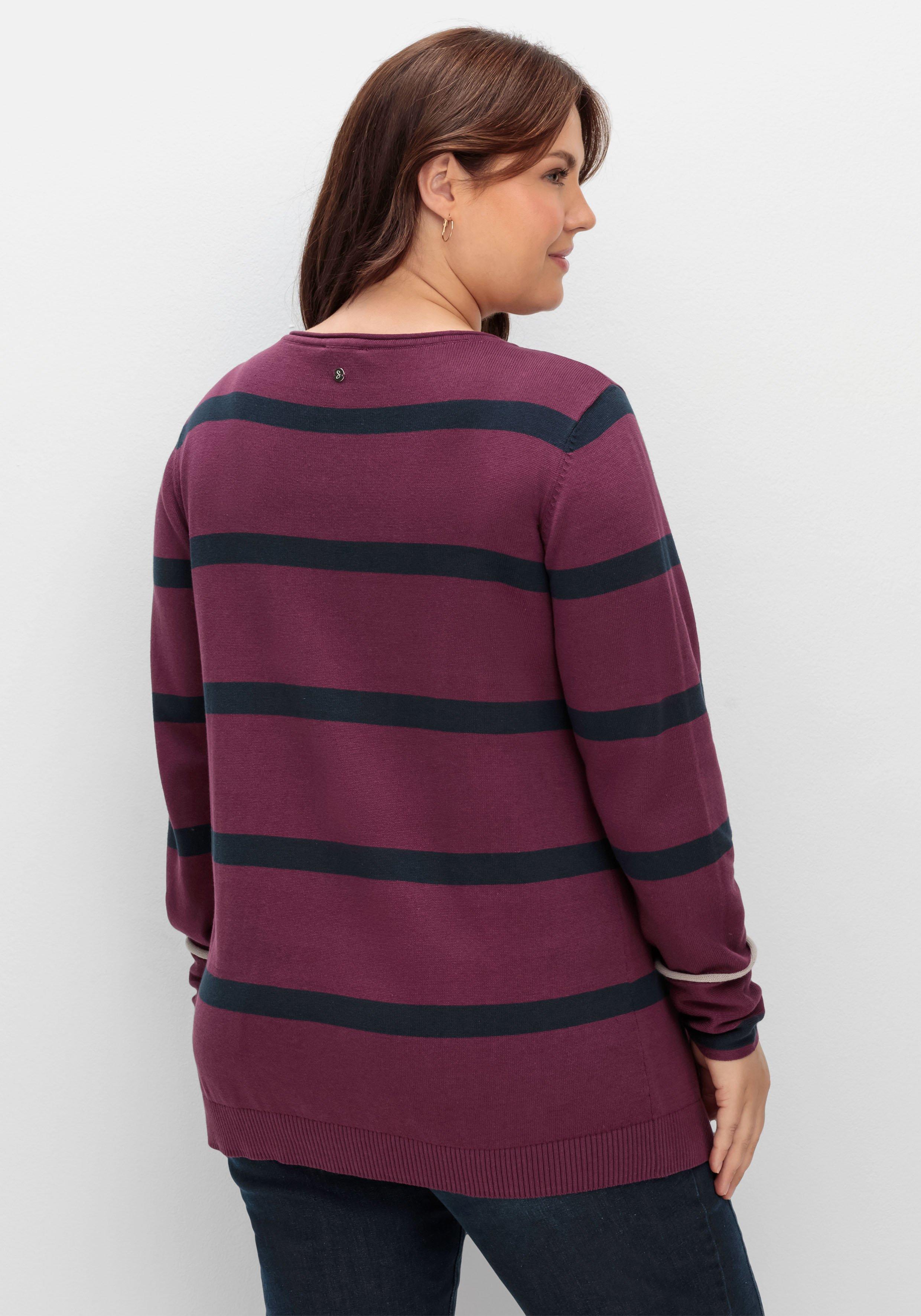 Gestreifter Pullover mit Stern-Stickerei, aus Baumwolle
