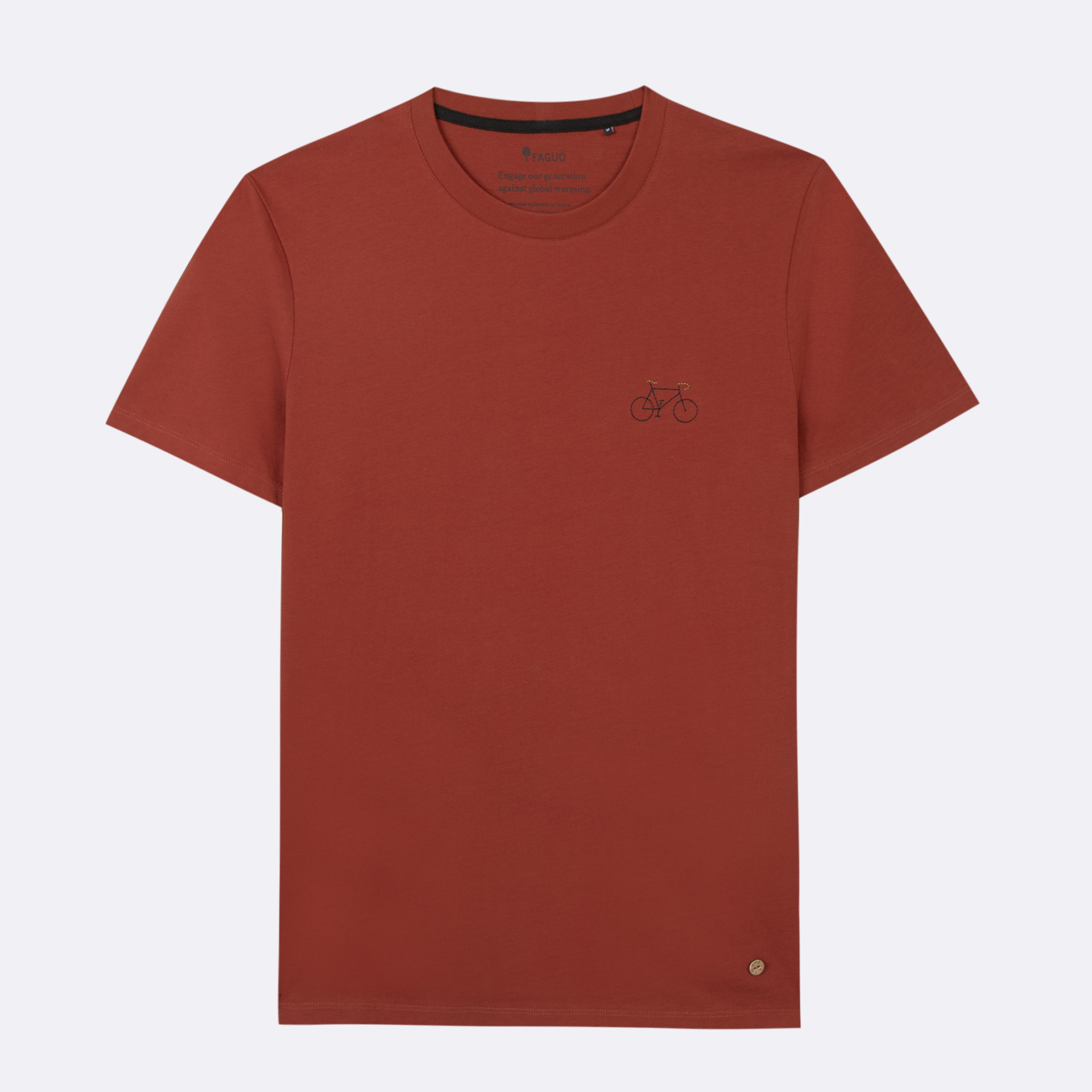 T-shirt col rond rouge coton et coton recyclé - modèle Arcy