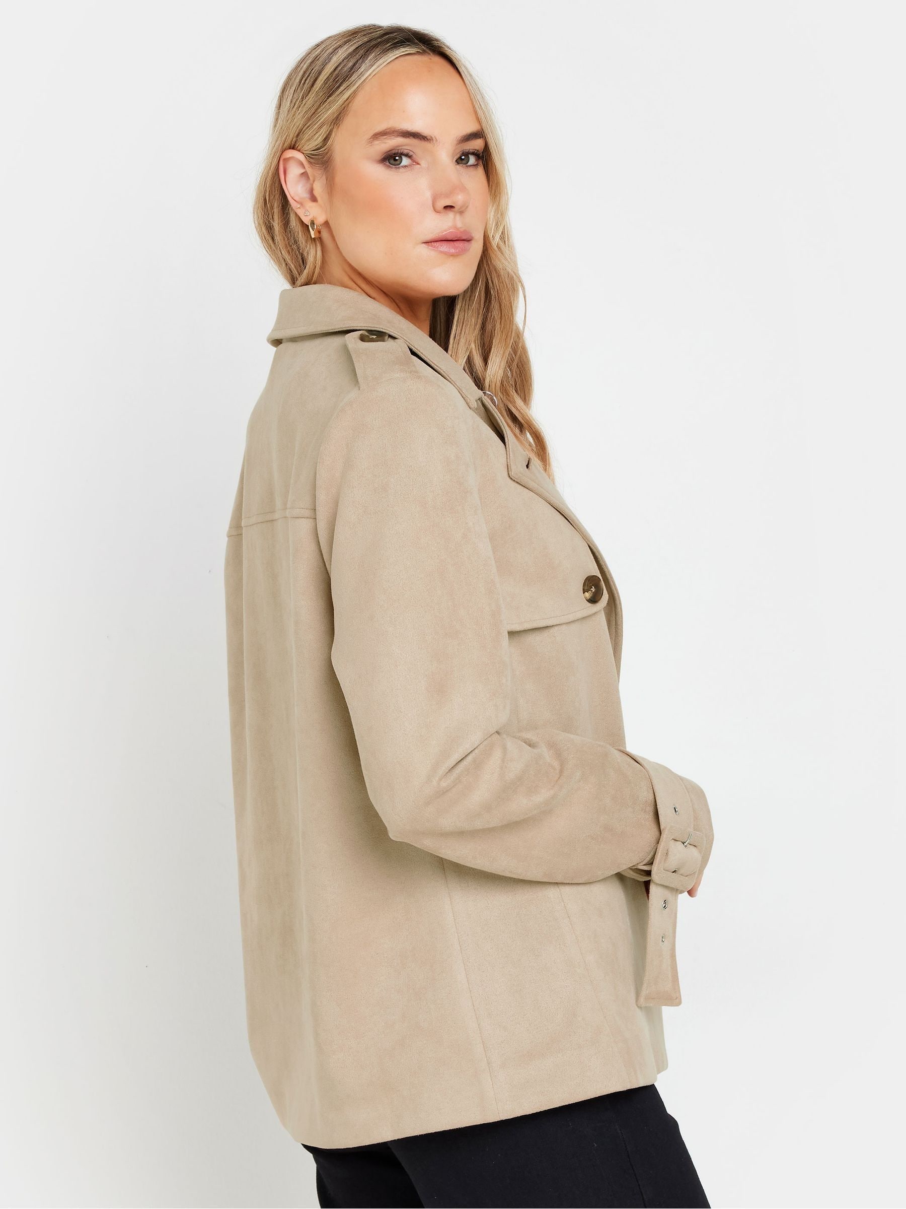 Long Tall Sally Suedette Short Trench Coat