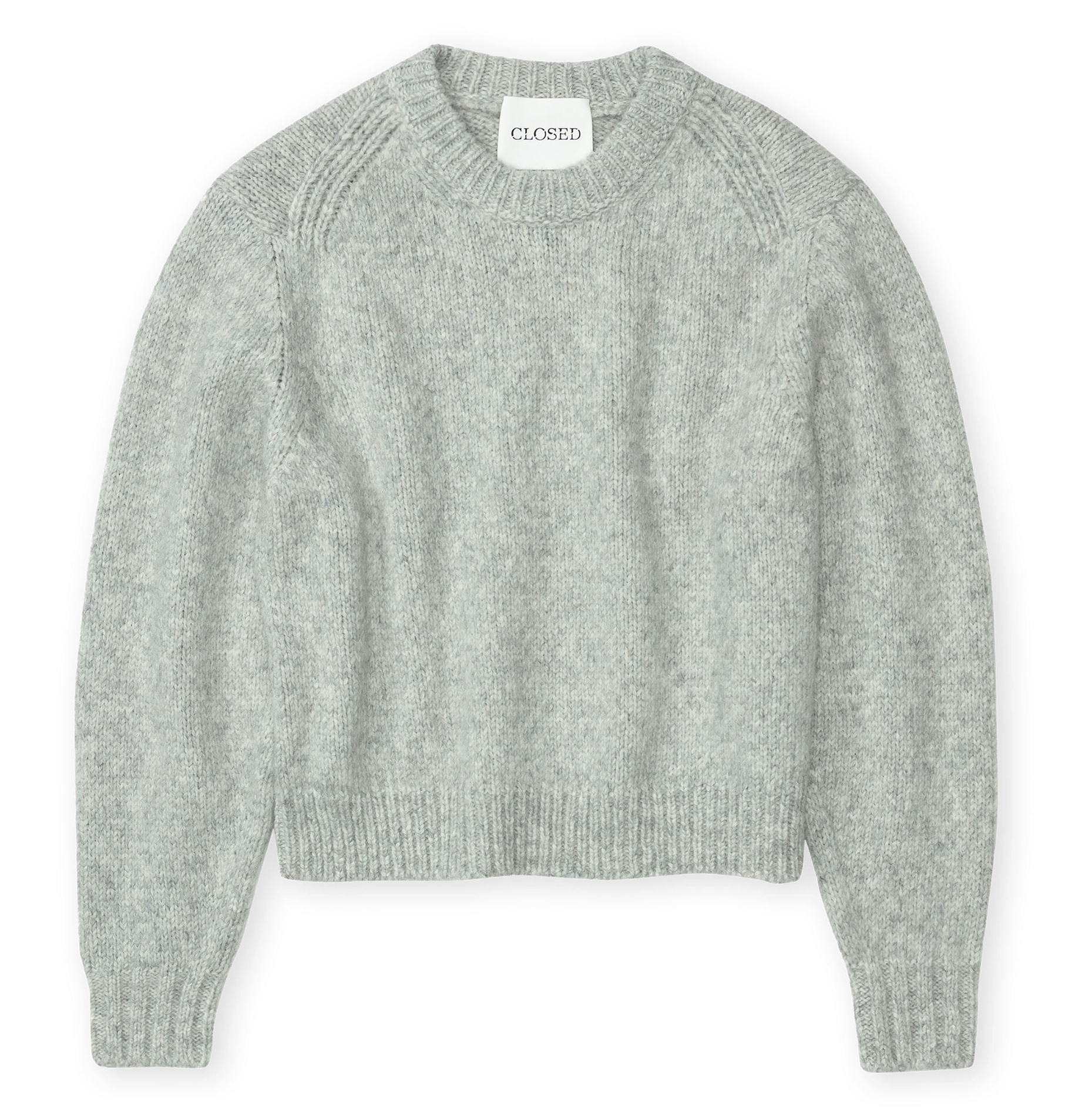 Pull col rond en laine mélangée | Gris
