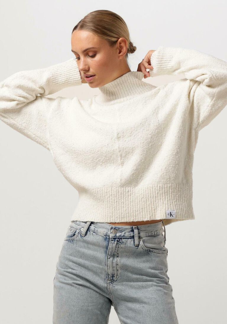 CALVIN KLEIN gebroken wit calvin klein coltrui boucle high neck sweater