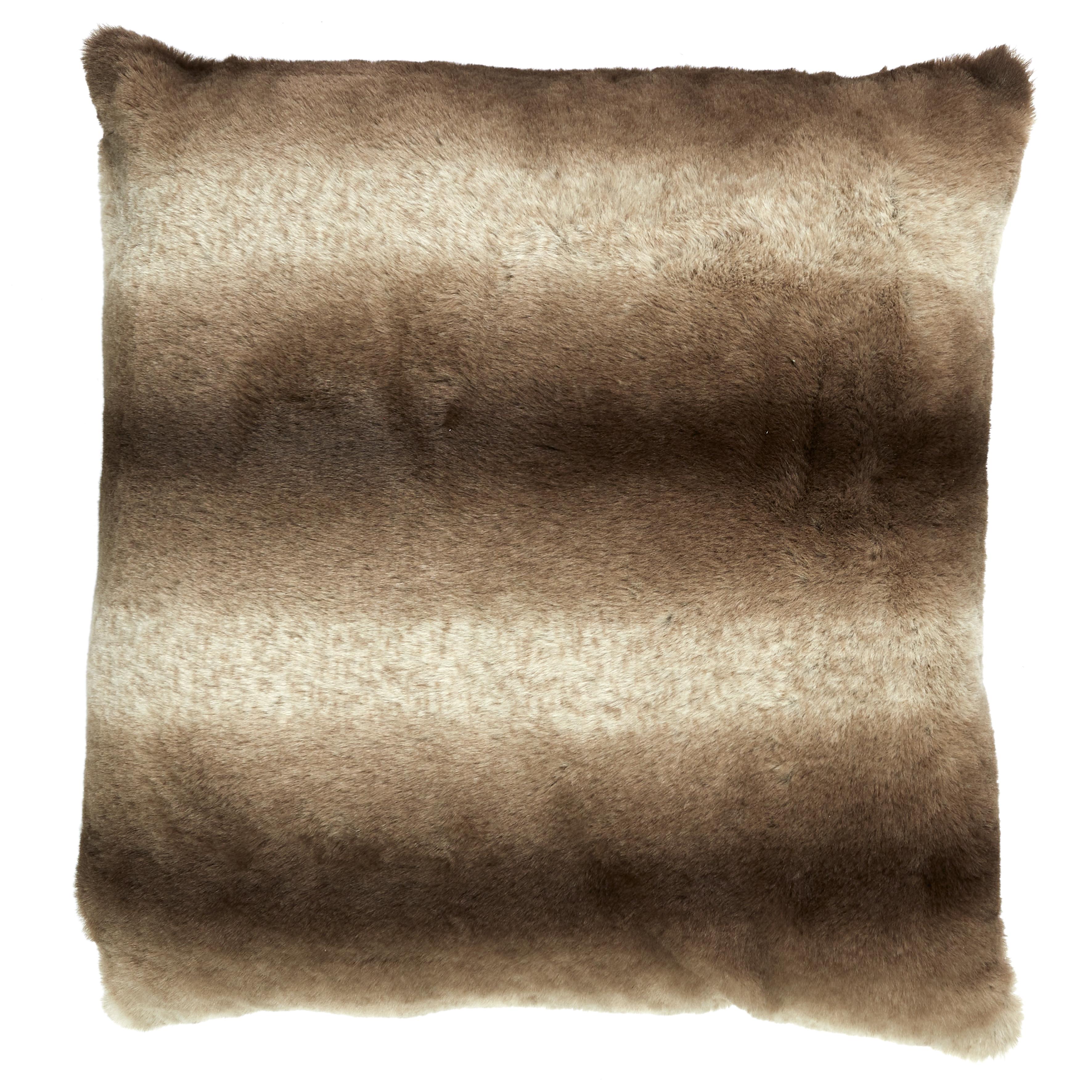 COUSSIN EFFET PEAU LAPIN RAYURES MARRON 45CM