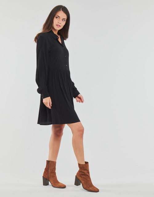 Vila - VIFINI L/S SHIRT DRESS/SU - Noir