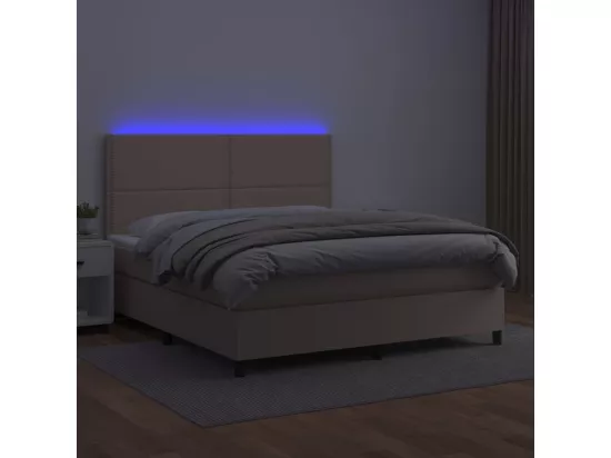 Sommier tapissier matelas LED Cappuccino 180x200 cm Similicuir