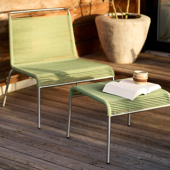 FDB Møbler - M20L Teglgård Hocker Outdoor, Kordel hellgrau