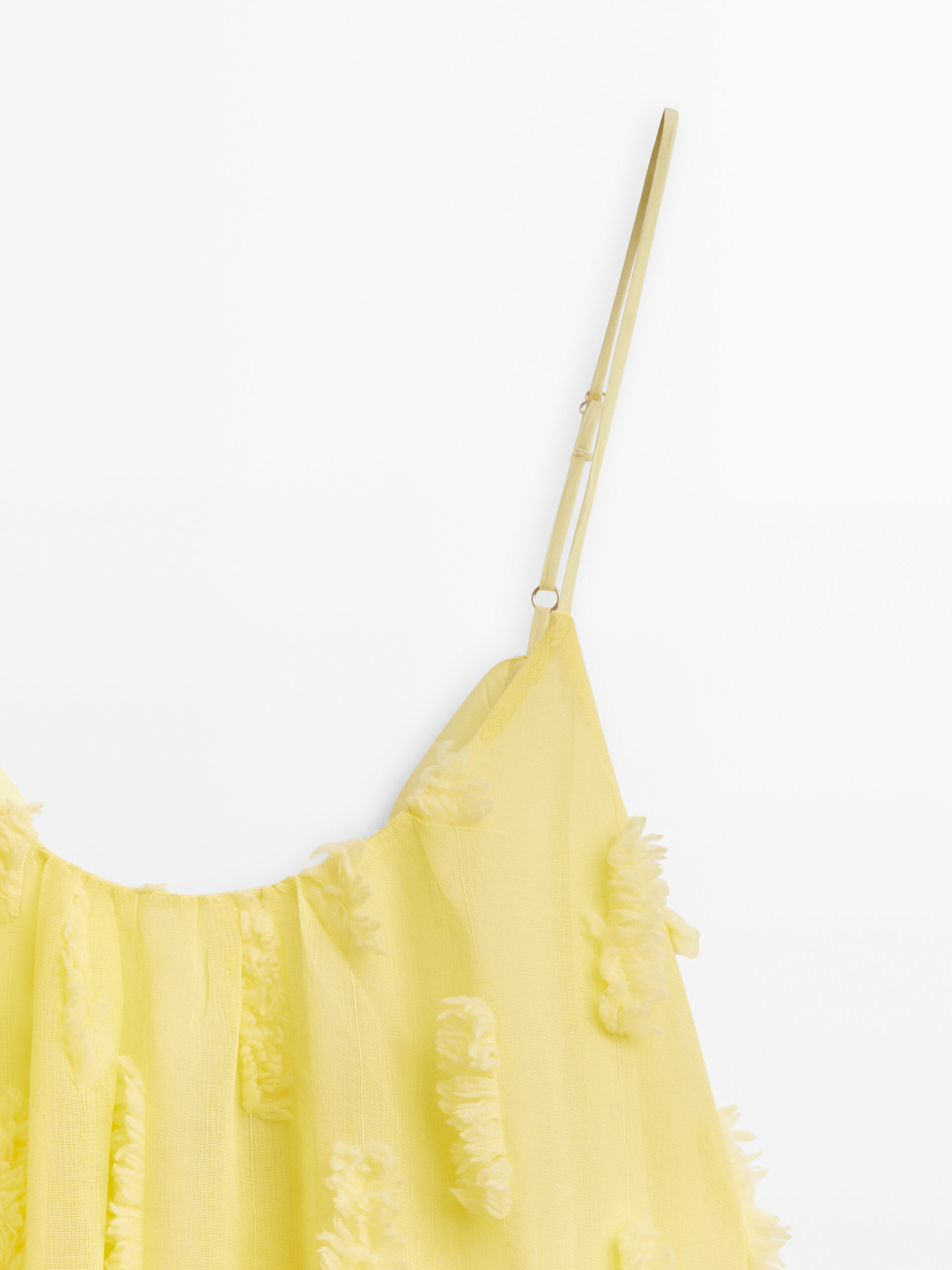 Vestido longo com estampa em relevo - Studio - AMARELO
