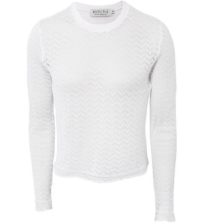 Hound Bluse - Cropped - Strik - Hvid m. Hulm?nster