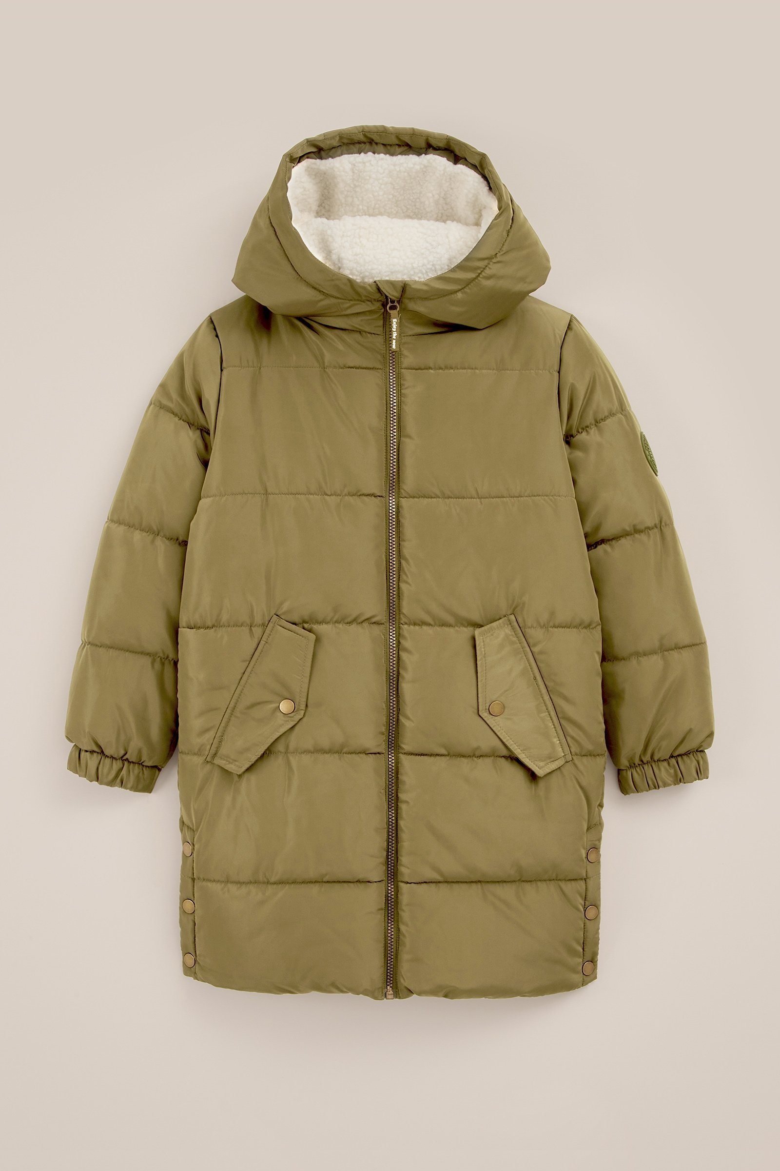 Meisjes gewatteerde puffer WE Fashion Olijfgroen