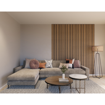 Lattenwand Decowall Acoustic Blend brons eiken, combinatie van verschillende breedtes, 260x30cm, 2 stuks (1.56m2)