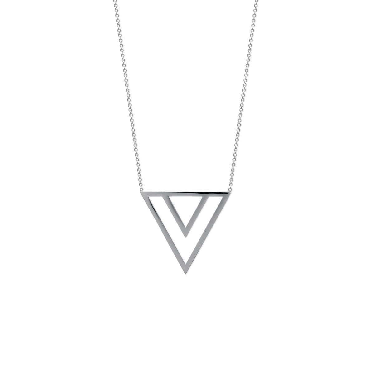 Collier argent ou rose DEUX TRIANGLES pour femme - Lorenzo R