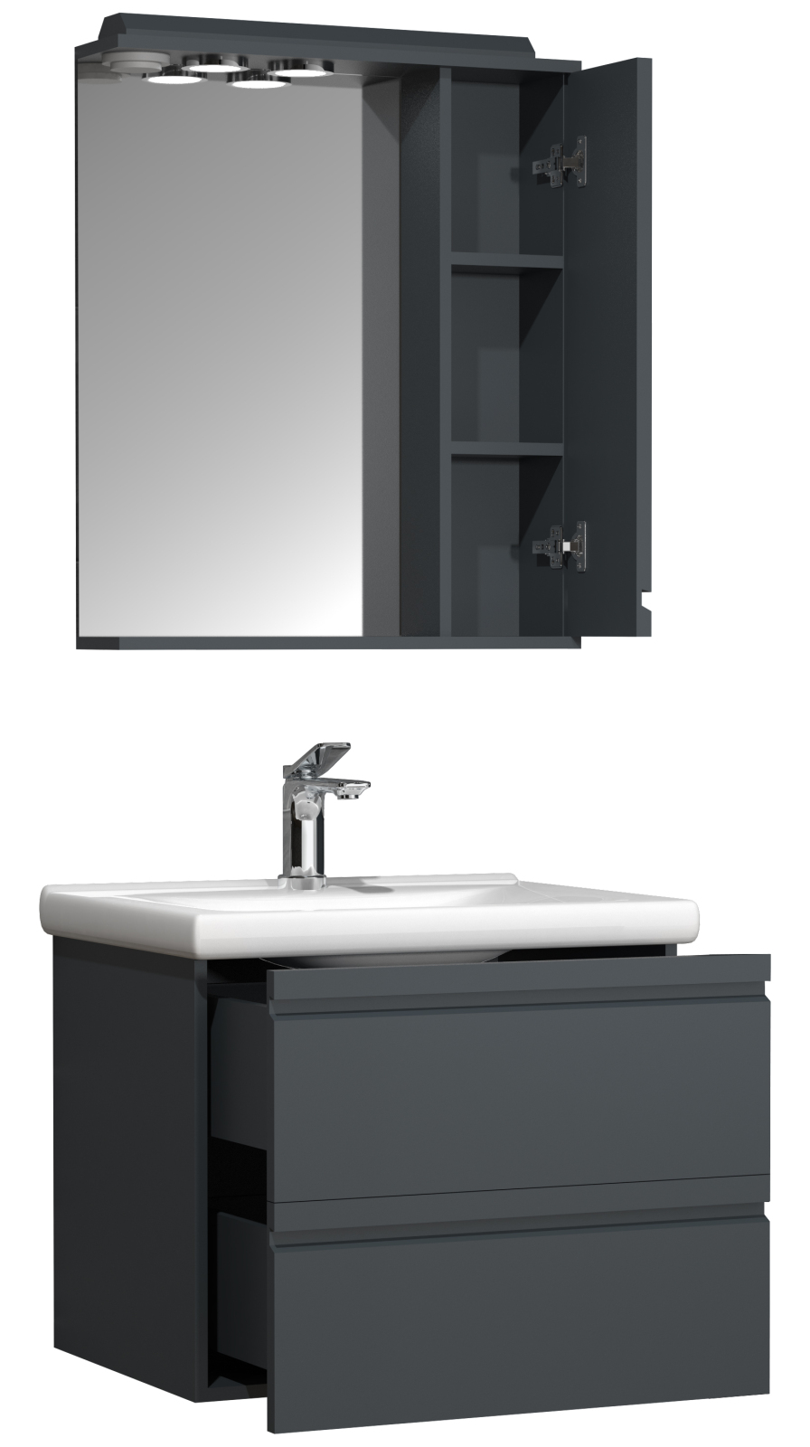 3-teiliger Badblock SILORA L - anthrazit