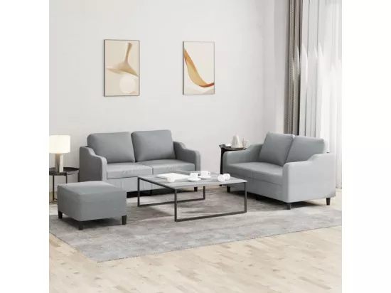 Ensemble de canapés 3 pièces avec coussins Gris clair Tissu