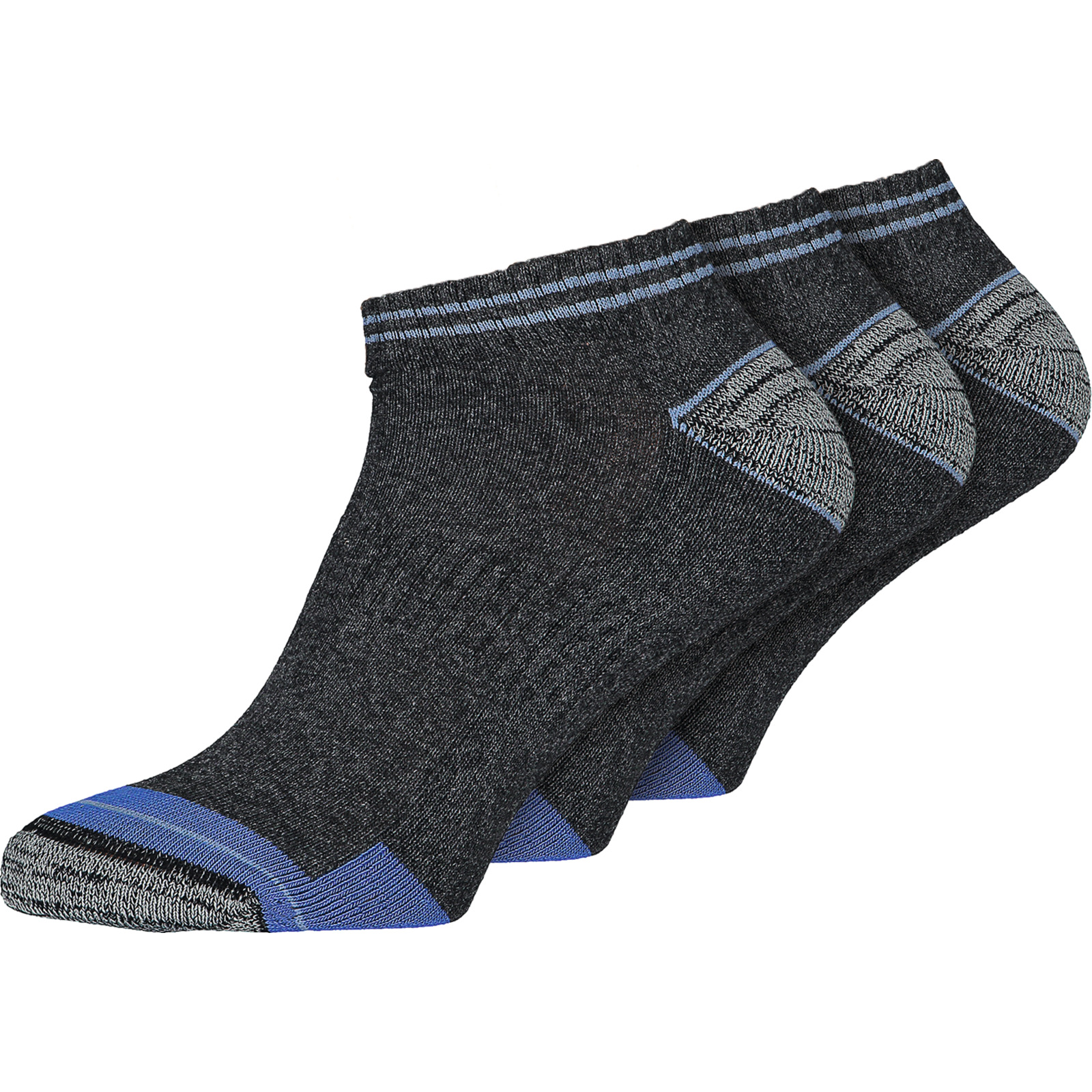 Herren-Sport-Sneakersocken, 3 Paar 39-42, anthrazit