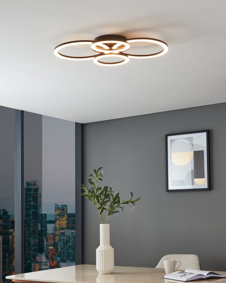 EGLO - Paranday-Z loftlampe m/cirkler sort 61,5x45 - TW - Zigbee, Bluetooth