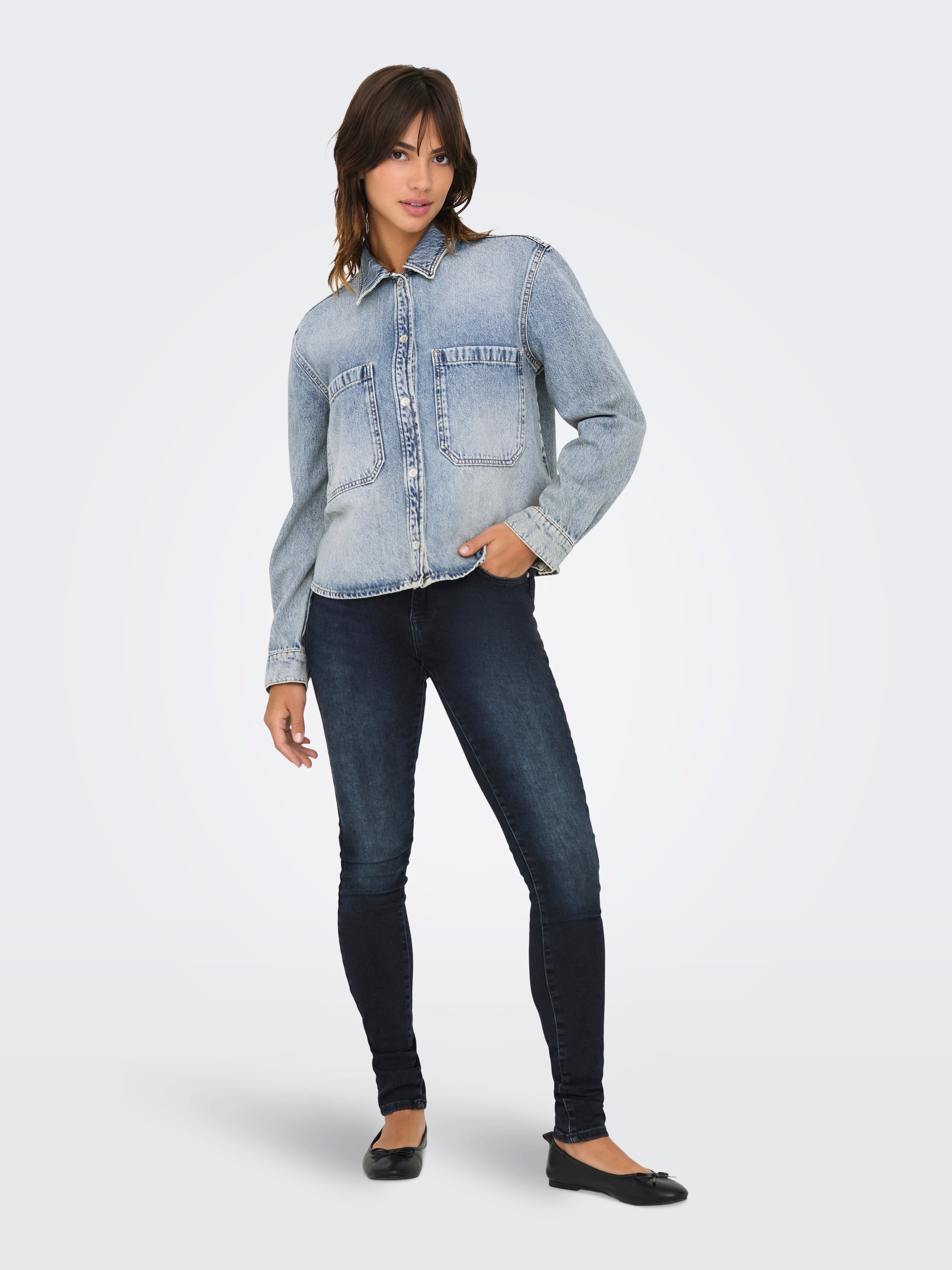 ONLFOREVER Hohe Taille Skinny Fit Jeans Blue Black Denim