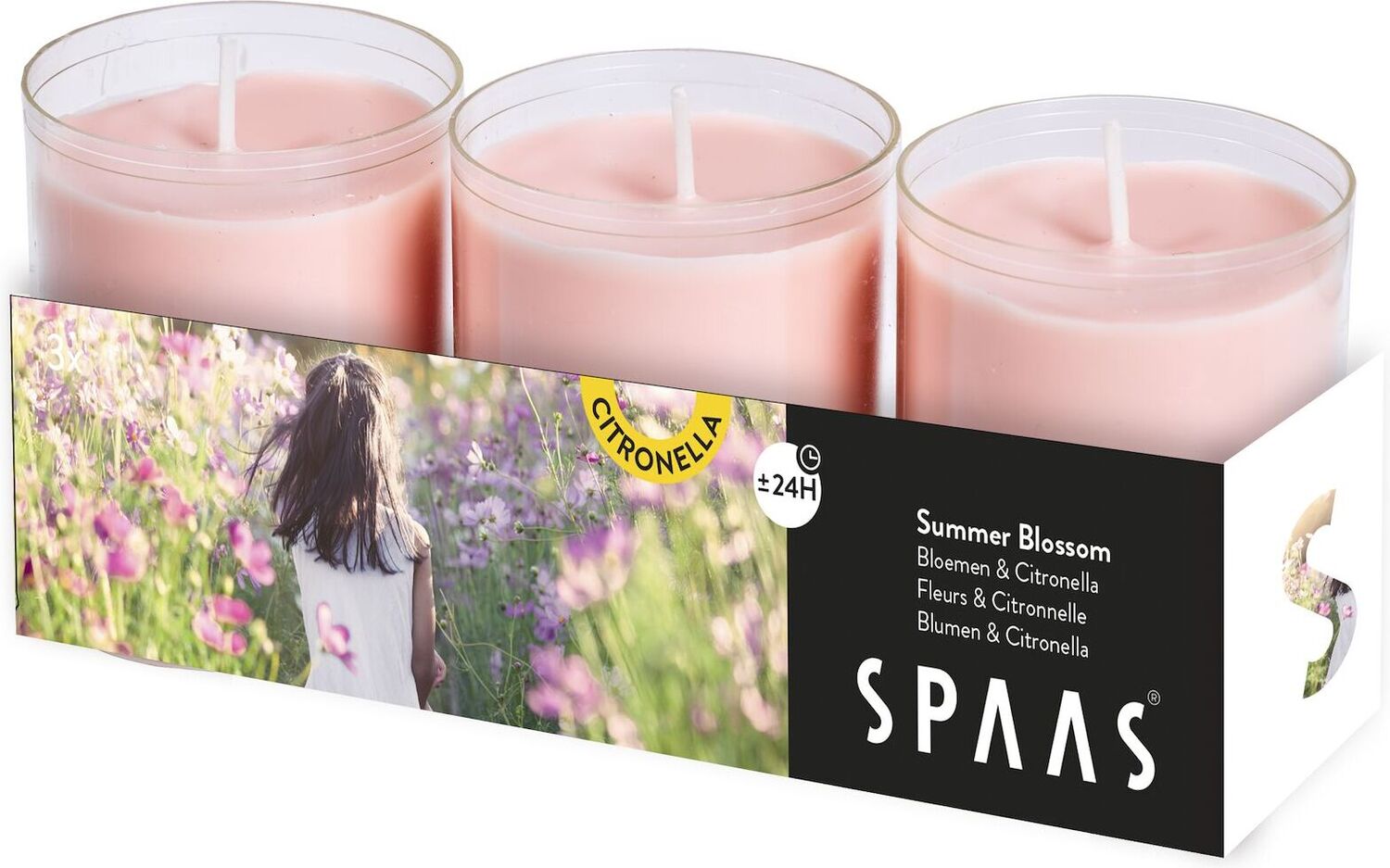 Spaas citronellakaars refill Summer roze 16 x 5,5 x 6,5 cm 3 stuks